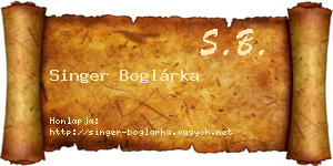 Singer Boglárka névjegykártya
